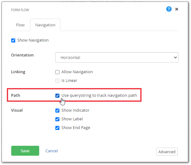 FormFlow Navigation querystring tracking