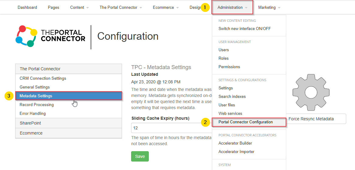 TPC Metadata Settings
