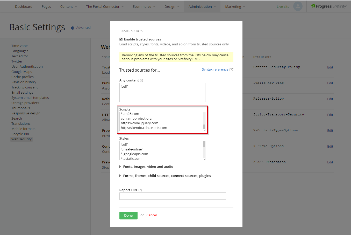 Upgrade_TPC_websecurity_2 Upgrade TPC configuring settings