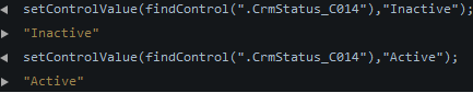 setControlValue Status Field setControlValue Status Field