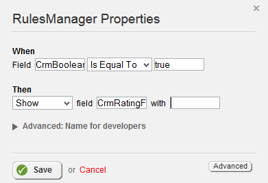 Rules Manager Is Equal and Show Hide Rules Manager Is Equal To and Show