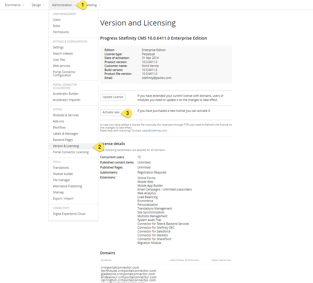 add-sitefinity-licences add-sitefinity-licences